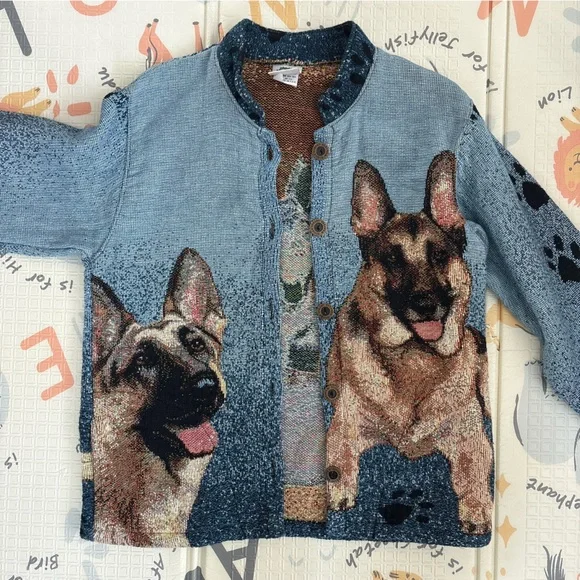 Sugar Street Weavers Vintage German Shepard Coat Oversized Small - Picture 2 of 9